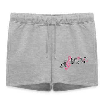 Music, clef with stars and music notes - Women’s Premium Organic Sweatshorts - heather grey - Front - AI Model Female 172 light (172cm)