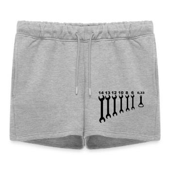 Clés, mécanicien, petits boulots, bricoleur * - Short de survêtement femme premium - gris chiné - Devant - AI Model Female 172 light (172cm)