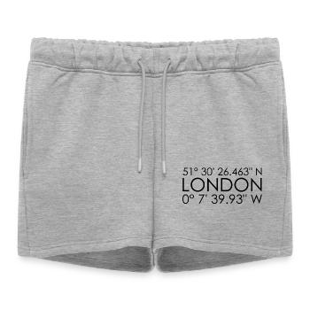London coordinates - Women’s Premium Organic Sweatshorts - heather grey - Front - AI Model Female 172 light (172cm)