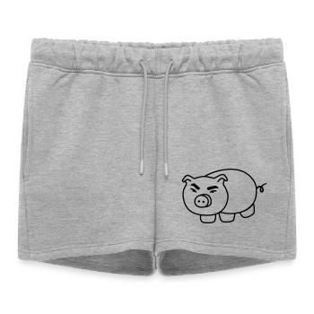 Piggy – Funny Farm Cartoon - Women’s Premium Organic Sweatshorts - heather grey - Front - AI Model Female 172 light (172cm)