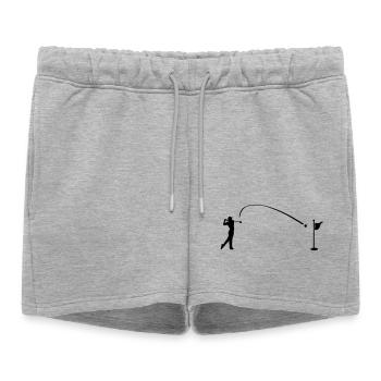 Joueur de golf frappe balle dans le trou fréquence cardiaque, cardio - Short de survêtement femme premium - gris chiné - Devant - AI Model Female 172 light (172cm)