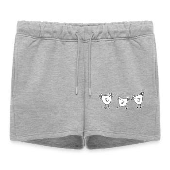 3 poules poules bovins à plumes - Short de survêtement femme premium - gris chiné - Devant - AI Model Female 172 light (172cm)