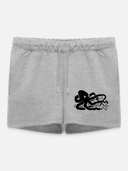 8bit pixel octopus - Frauen Premium Organic Sweatshorts - Grau meliert