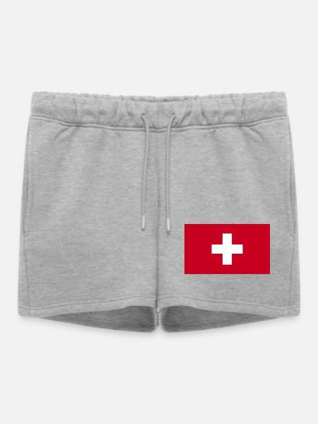 Schweiz National Flagge - Frauen Premium Organic Sweatshorts - Grau meliert