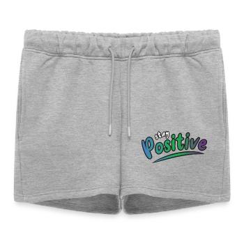 Restez positif - Short de survêtement femme premium - gris chiné - Devant - AI Model Female 172 light (172cm)