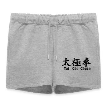 Script Tai Ji Quan horizontal avec texte - Short de survêtement femme premium - gris chiné - Devant - AI Model Female 172 light (172cm)