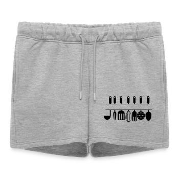 Cutout for own text kitchen utensils - Women’s Premium Organic Sweatshorts - heather grey - Front - AI Model Female 172 light (172cm)
