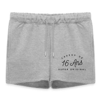 Cadeau 16 ans  - Short de survêtement femme premium - gris chiné - Devant - AI Model Female 172 light (172cm)