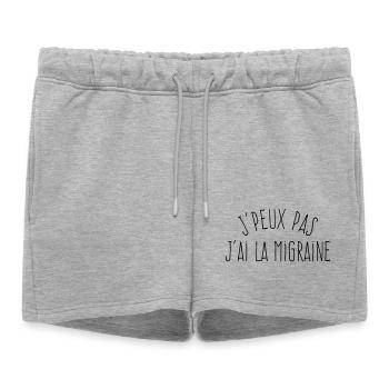 J'peux pas j'ai la migraine - Humour Excuse - Short de survêtement femme premium - gris chiné - Devant - AI Model Female 172 light (172cm)