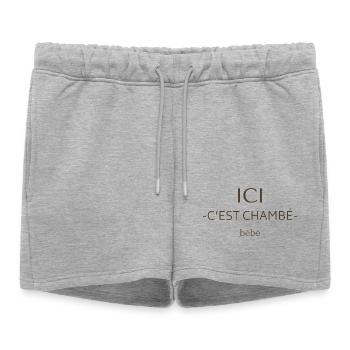 ici cest chambe - Short de survêtement femme premium - gris chiné - Devant - AI Model Female 172 light (172cm)