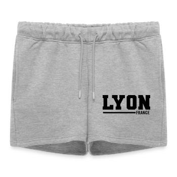 Lyon | France - Short de survêtement femme premium - gris chiné - Devant - AI Model Female 172 light (172cm)