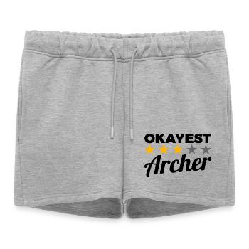 Okayest Archer - Short de survêtement femme premium - gris chiné - Devant - AI Model Female 172 light (172cm)