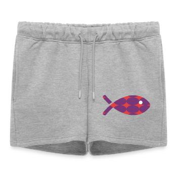 FISH - Women’s Premium Organic Sweatshorts - heather grey - Front - AI Model Female 172 light (172cm)