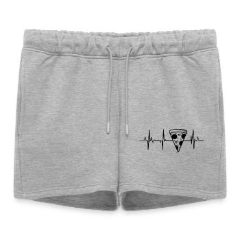 Mon cœur bat pour la pizza - Short de survêtement femme premium - gris chiné - Devant - AI Model Female 172 light (172cm)