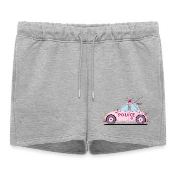 Voiture de Police Police Rose - Short de survêtement femme premium - gris chiné - Devant - AI Model Female 172 light (172cm)