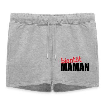 bientôt Maman ! Cadeau de grossesse - Short de survêtement femme premium - gris chiné - Devant - AI Model Female 172 light (172cm)