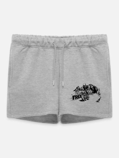 Motorrad frei Berge Dolomiten Biker Symbol Logo - Frauen Premium Organic Sweatshorts - Grau meliert
