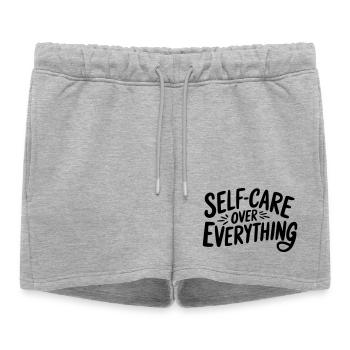 Self Care Over Everything - Women’s Premium Organic Sweatshorts - heather grey - Front - AI Model Female 172 light (172cm)