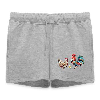 Coq, poule et poussin – Motif géométrique de Pâques - Short de survêtement femme premium - gris chiné - Devant - AI Model Female 172 light (172cm)