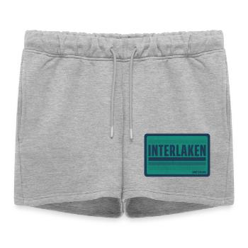 Interlaken Retro Badge - Women’s Premium Organic Sweatshorts - heather grey - Front - AI Model Female 172 light (172cm)