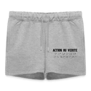 Écriture Braille Inspirée Action Vraie - Short de survêtement femme premium - gris chiné - Devant - AI Model Female 172 light (172cm)