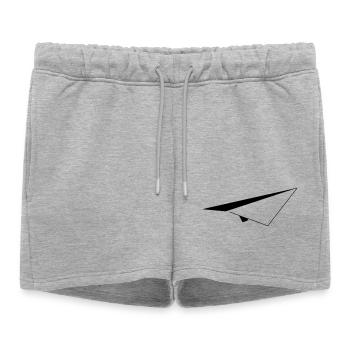 Avion en papier minimaliste - Short de survêtement femme premium - gris chiné - Devant - AI Model Female 172 light (172cm)