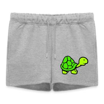 Tortue long cou souriant heureux drôle - Short de survêtement femme premium - gris chiné - Devant - AI Model Female 172 light (172cm)