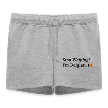 arrête de tergiverser, je suis belge - Short de survêtement femme premium - gris chiné - Devant - AI Model Female 172 light (172cm)