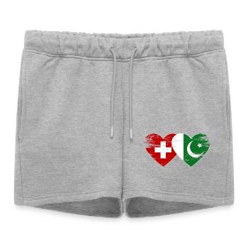 Drapeau de la Suisse Pakistan coeur utilisé - Short de survêtement femme premium - gris chiné - Devant - AI Model Female 172 light (172cm)