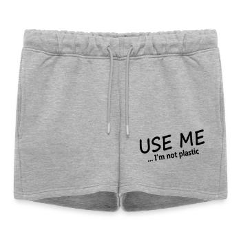 USE ME - I'm not plastic - Women’s Premium Organic Sweatshorts - heather grey - Front - AI Model Female 172 light (172cm)
