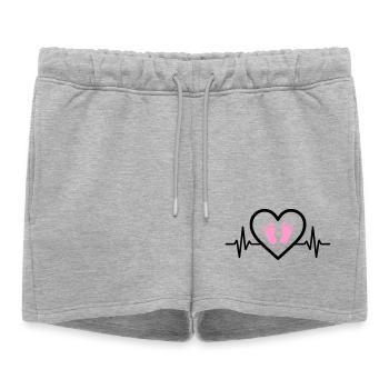 Grossesse Coeur Rose Bébé Pieds Fille - Short de survêtement femme premium - gris chiné - Devant - AI Model Female 172 light (172cm)