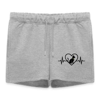 Cat Heart Silhouette Cute Pet Lover Gift - Women’s Premium Organic Sweatshorts - heather grey - Front - AI Model Female 172 light (172cm)