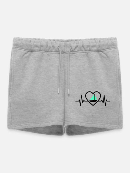 Herz Segeln – Leidenschaft Boot - Frauen Premium Organic Sweatshorts - Grau meliert