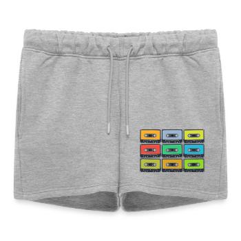 Cassettes rétro en couleur - Short de survêtement femme premium - gris chiné - Devant - AI Model Female 172 light (172cm)