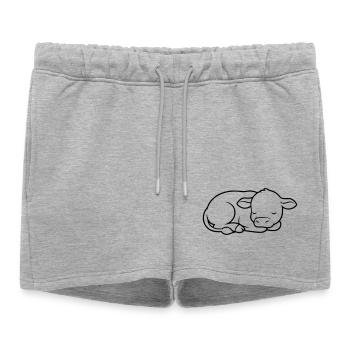 Veau endormi Vache bébé mignon - Short de survêtement femme premium - gris chiné - Devant - AI Model Female 172 light (172cm)