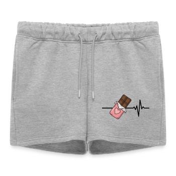 Le chocolat est ma vie, battement de cœur, amour chocolaté - Short de survêtement femme premium - gris chiné - Devant - AI Model Female 172 light (172cm)