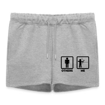 Archer drôle - Short de survêtement femme premium - gris chiné - Devant - AI Model Female 172 light (172cm)