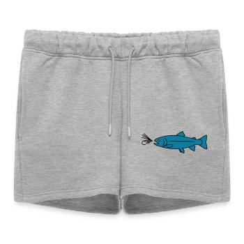 Vecteur de morsure de la truite à la mouche - Short de survêtement femme premium - gris chiné - Devant - AI Model Female 172 light (172cm)