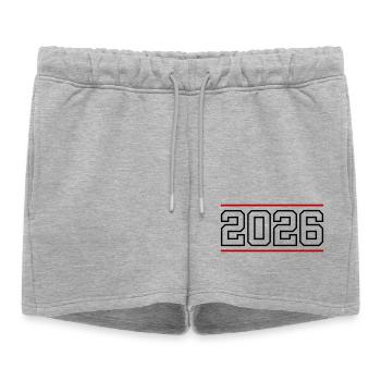 Ligne 2026 - Short de survêtement femme premium - gris chiné - Devant - AI Model Female 172 light (172cm)