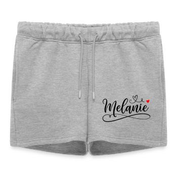 Melanie Nom de famille Prénom avec le cœur - Short de survêtement femme premium - gris chiné - Devant - AI Model Female 172 light (172cm)
