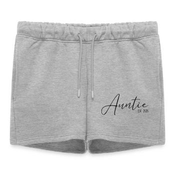Auntie established 2026 - Women’s Premium Organic Sweatshorts - heather grey - Front - AI Model Female 172 light (172cm)