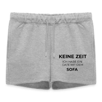 Pas le temps – je suis en rendez-vous avec le canapé - Short de survêtement femme premium - gris chiné - Devant - AI Model Female 172 light (172cm)