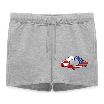 Drapeau des États-Unis Mains Forme de cœur - Short de survêtement femme premium - gris chiné - Devant - AI Model Female 172 light (172cm)