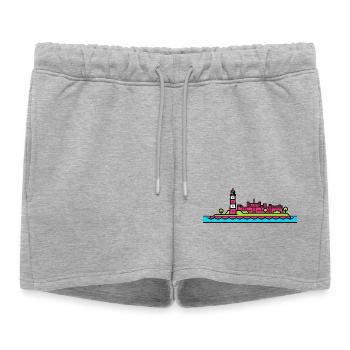 Plymouth City Skyline Smeaton's Tower Line Art - Women’s Premium Organic Sweatshorts - heather grey - Front - AI Model Female 172 light (172cm)