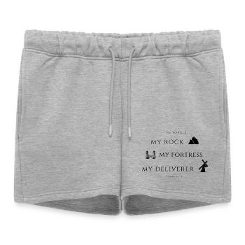 2. Samuel, 22 Rocher, Forteresse, Délivreur - Short de survêtement femme premium - gris chiné - Devant - AI Model Female 172 light (172cm)