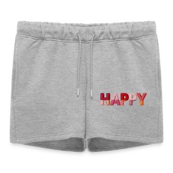 Happy Fabric Look Typography Trend - Women’s Premium Organic Sweatshorts - heather grey - Front - AI Model Female 172 light (172cm)