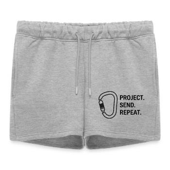 Le Cycle de l’Alpiniste - Short de survêtement femme premium - gris chiné - Devant - AI Model Female 172 light (172cm)
