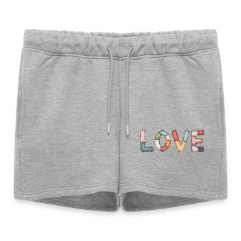 Love Patchwork Sewing Handmade Design - Women’s Premium Organic Sweatshorts - heather grey - Front - AI Model Female 172 light (172cm)