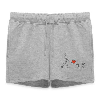 Promenade de cœur Chien Amour Cœur Amour Amour animal - Short de survêtement femme premium - gris chiné - Devant - AI Model Female 172 light (172cm)