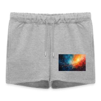 Aube Cosmic Abstract Splash - Short de survêtement femme premium - gris chiné - Devant - AI Model Female 172 light (172cm)